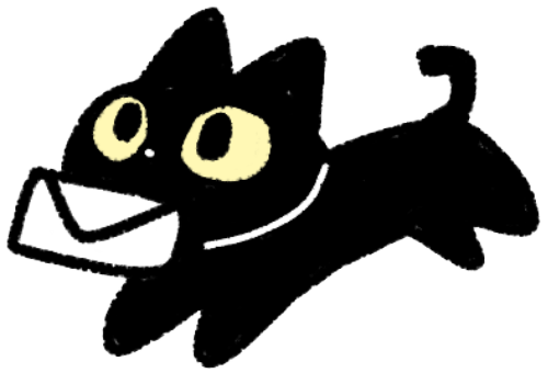 手紙をくわえた猫