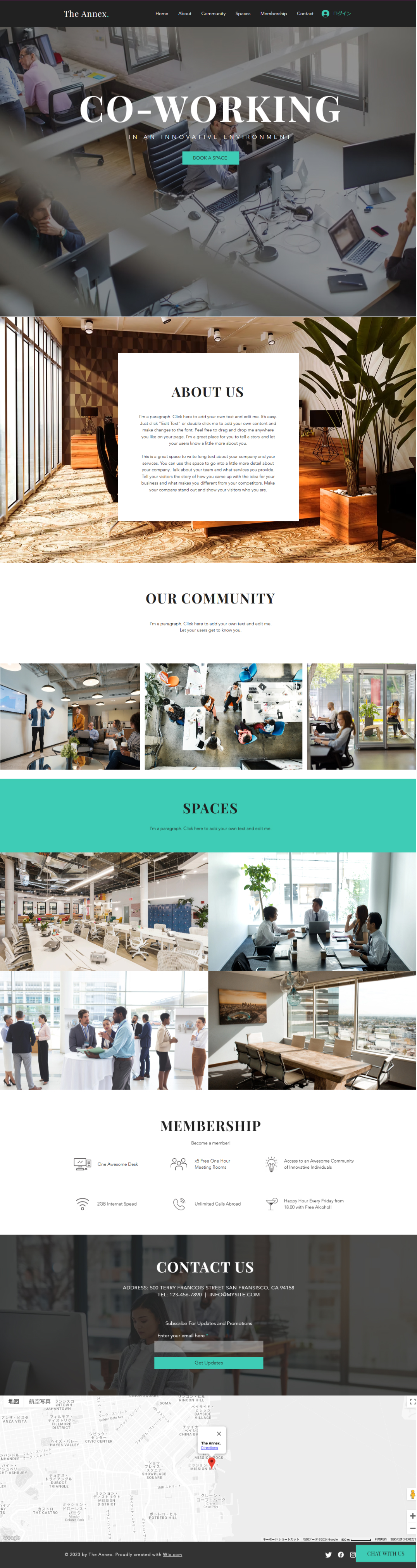 CO-WORKINGのトップページのスクリーンショット