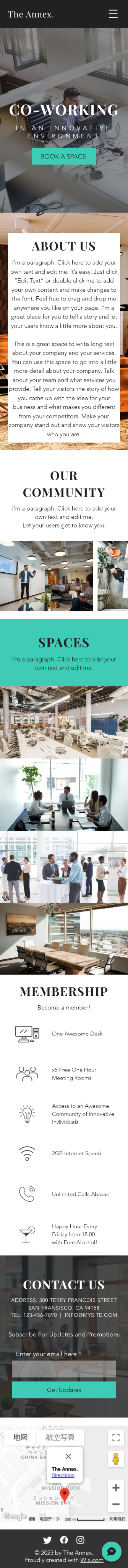 CO-WORKINGのトップページのスクリーンショット